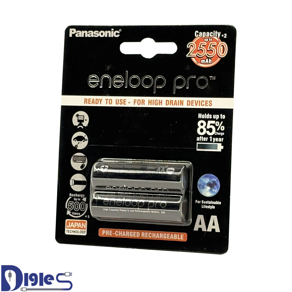Panasonic rechargeable battery model eneloop pro-1 باتری شارژی پاناسونیک AA مدل ENELOOP PRO